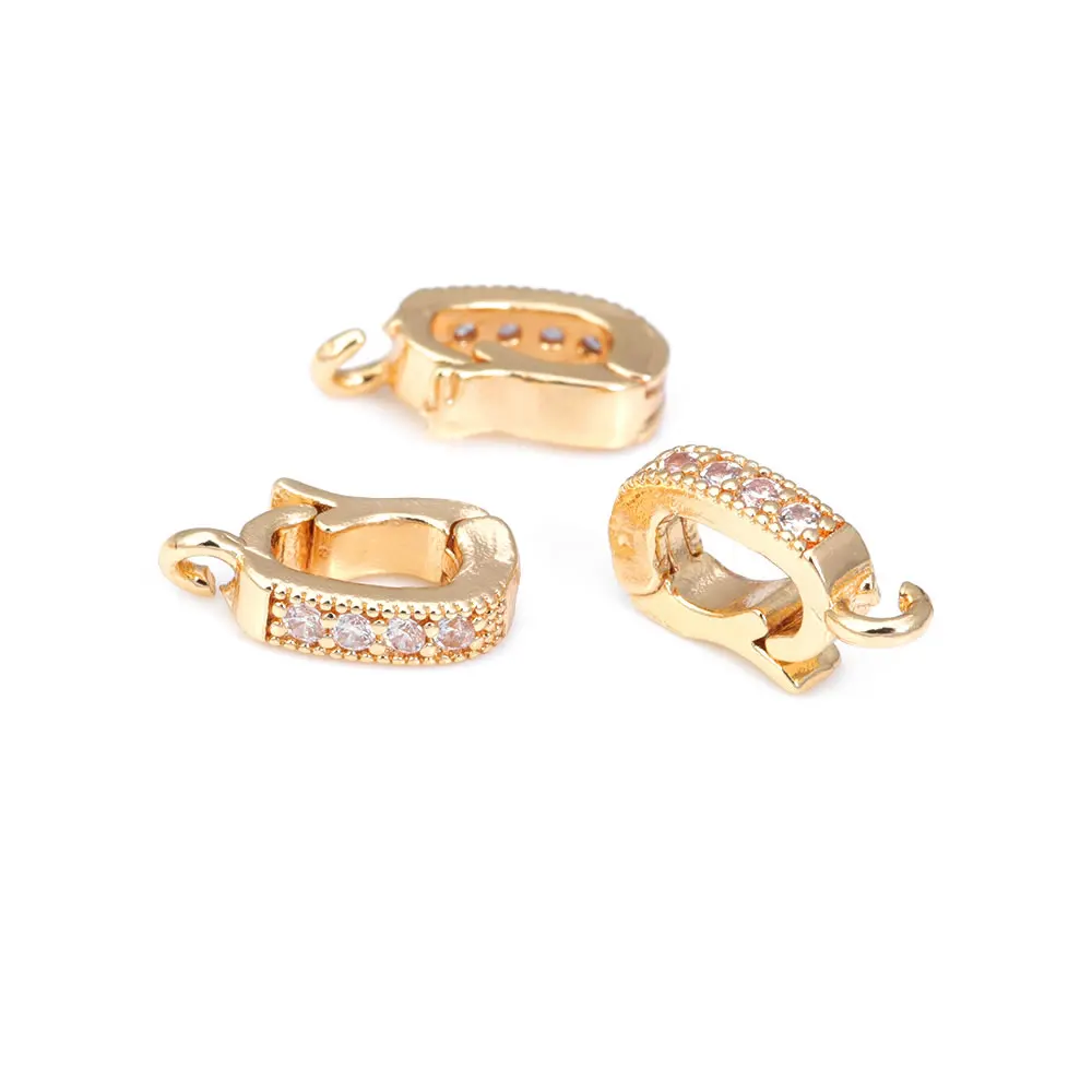 Breloques en laiton et Zircon, couleur or 18K, pendentifs, fermoirs, connecteur de bijoux, colliers, fournitures de fabrication, accessoires de