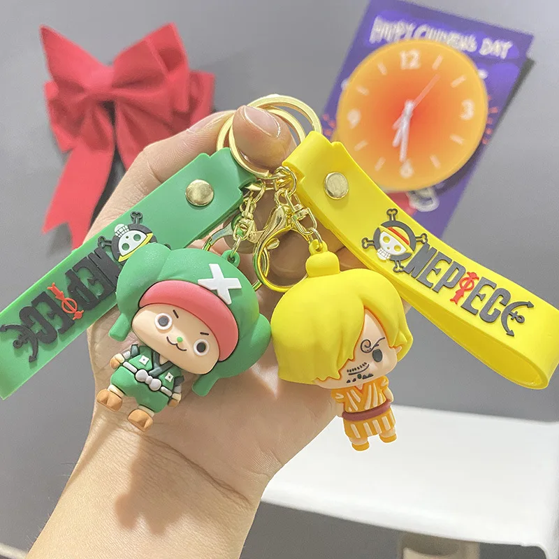 Cute One Piece Keychain Q Version Luffy Seven Wuhai Ace Kawaii New Solon Keychain Dragon Ball Trend Figures Men Women Pendant