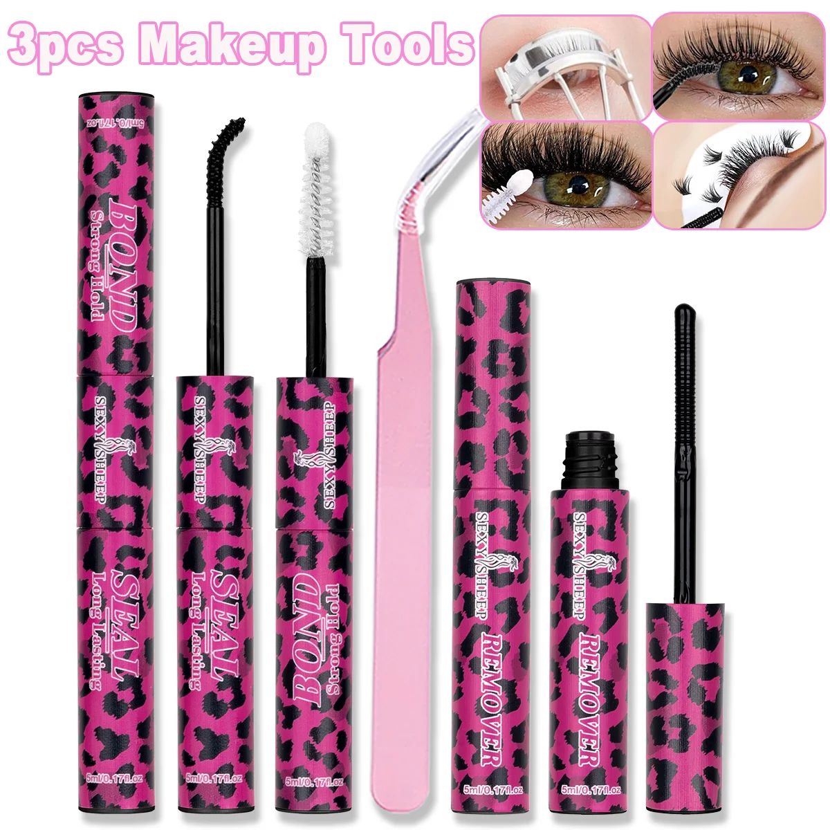 2-in-1 Lash Bond&Seal False Eyelash Glue/Cluster Lash Adhesive Strong Hold Quick-Dry Long-Lasting Lash Makeup Tools