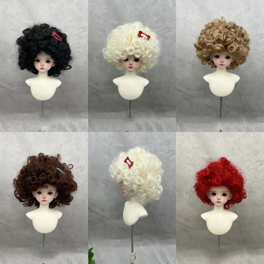 BJD/SD Doll Wig Explosion Head Short Curly Hair Multiple Colors To Choose Cute Doll Wig Cover Diy Makeup Accessories Wig