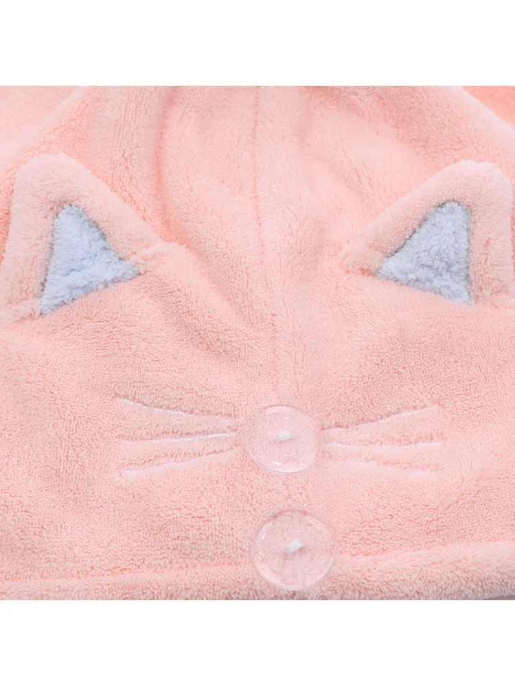 1pcs Cute Cat Hair Cap Microfiber Hair Towel Long Hair Quick Dry Hat Bath Towel Strong Water Absorbent Women Hair Towel