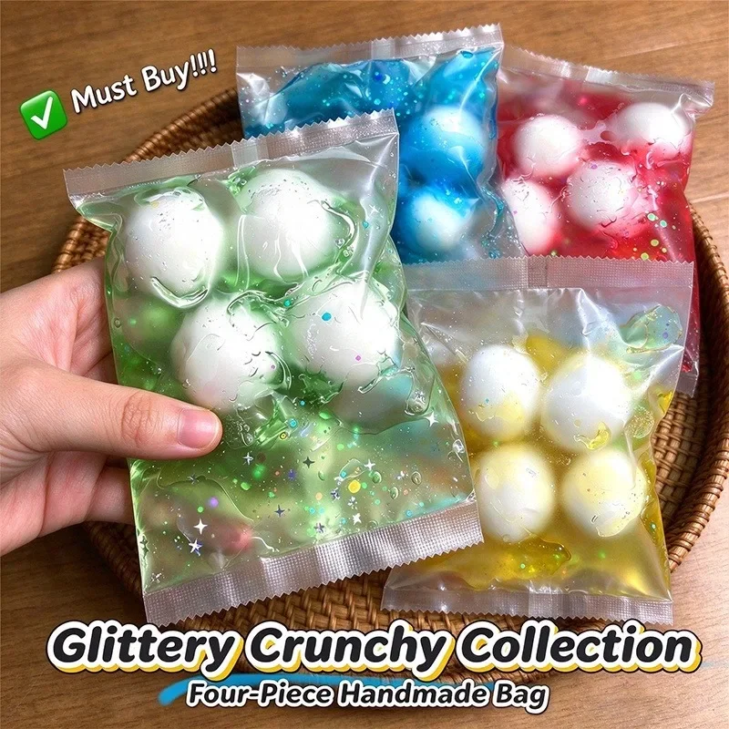 Crispy Candy Handmade Bag Squeeze Toy Glitter Crunch Sound ASMR Stress Relief Fidget Toy for Adults Desk Sensory Calming Gift