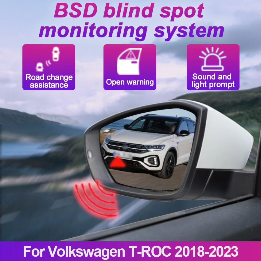 Car Blind Spot Detection System BSD BSA BSM Car Sensors Drive Rear Mirror Monitoring For Volkswagen T-ROC 2018-2023