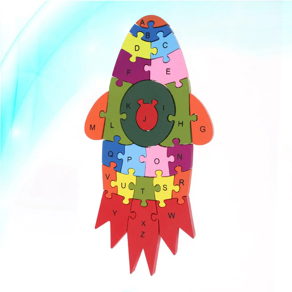 Wooden Rocket Colorful 3D Educational Brain Games Improve Kids Hand Eye Coordination Wooden Blocks