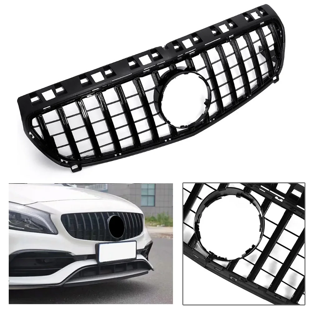 

Car Front Grill AMG GTR Style Upper Grille For 2013 2014 2015 Mercedes Benz A Class W176 A200 A250 A45 with Emblem