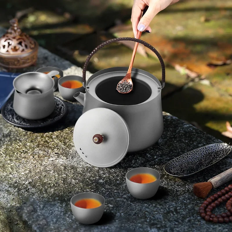 Pure titanium high-end household Outdoor Travel Portable Kung Fu Tea Set