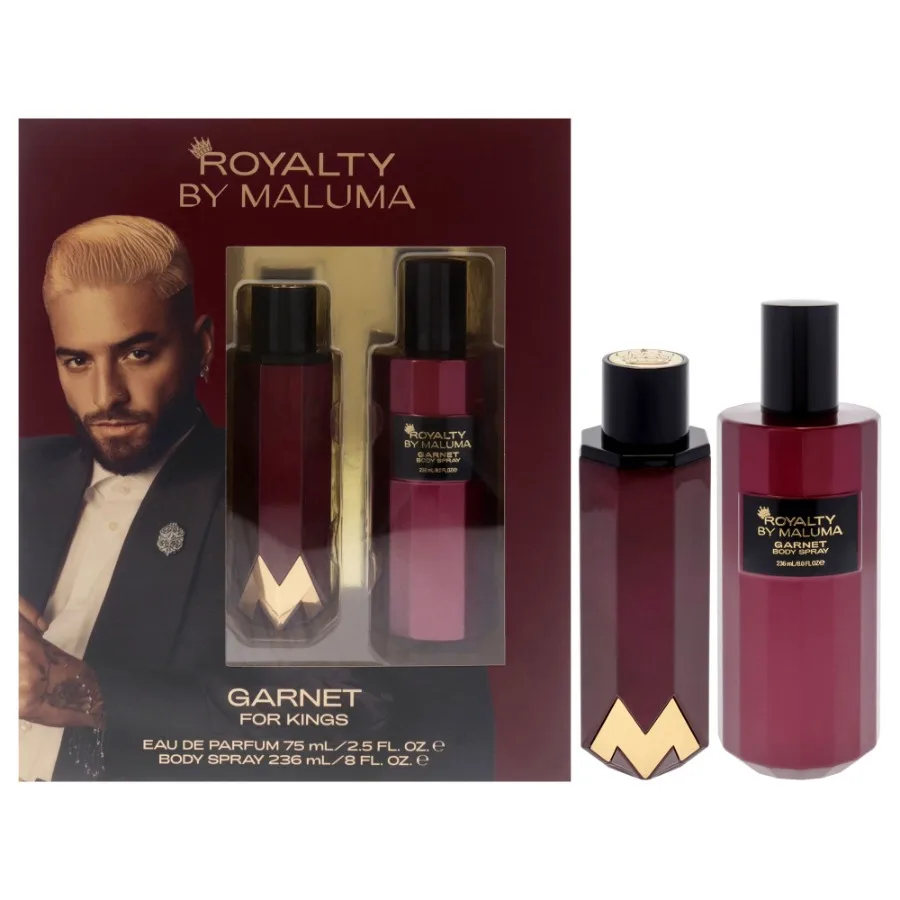 

Garnet by Royalty By Maluma for Men 2 Pc Gift Set 2.5oz EDP Spray 8oz Body Spray