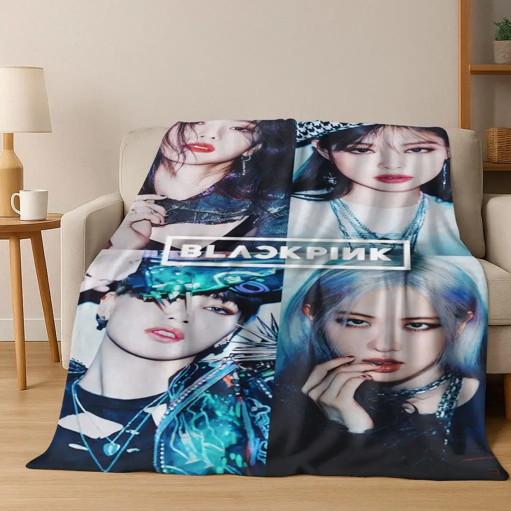 3D Kpop B-noir rose chanteur groupe étoile flanelle couverture douce chaude jeter couverture pour lit chambre salon cadeau de noël