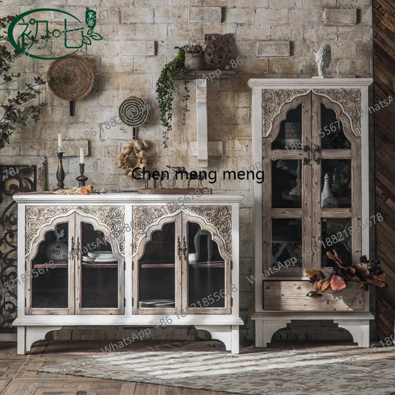 

Retro and old glass cabinets, wedding decoration side cabinets, home living room tea cabinets