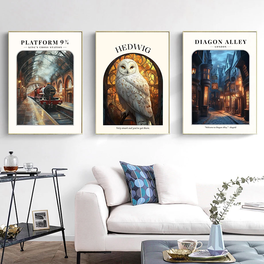 ويزلي سيارة معالج قرية دياجون زقاق السحر والسحر يطبع هوجورتس ملصق جدار الفن قماش غرفة المعيشة المنزلي ديكور