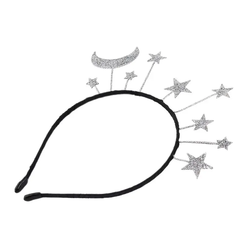 S1Y1 Princess Girl Halloween Party Headband Glitter Powder Moon Star Met