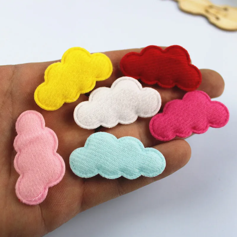 50Pcs 4.5*2.5cm Colored Clouds Soft Clothing Patches DIY Needlework Scrapbooking Applique Baby Hats Accessories