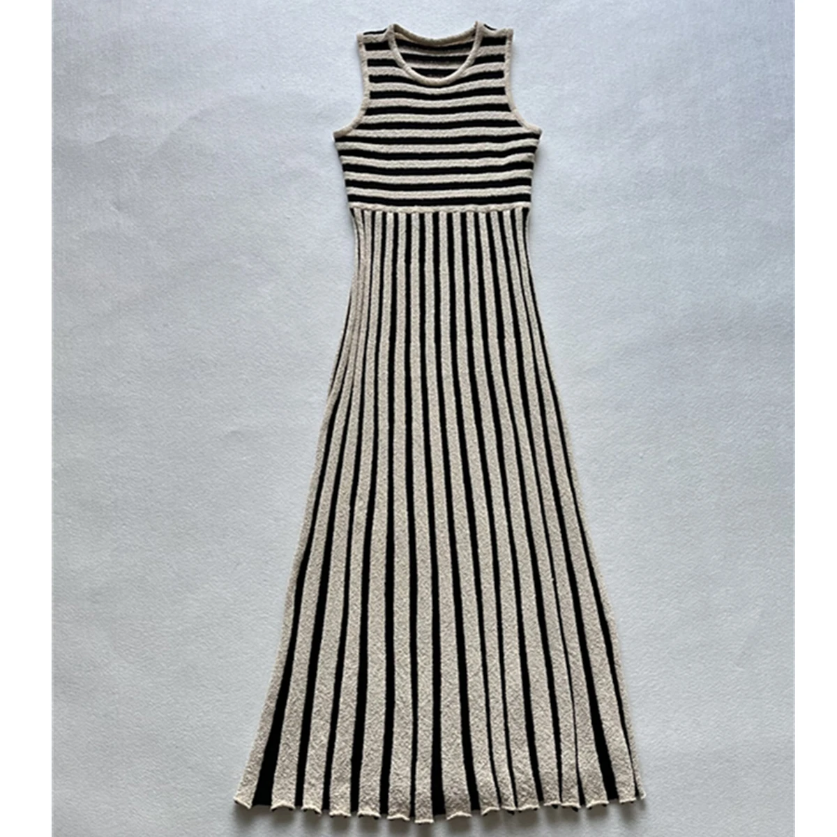 

Maxdutti French Fashion Ladies Vintage Striped Evening Dresses Party Dresses Vestidos Summer Tank Dress Women