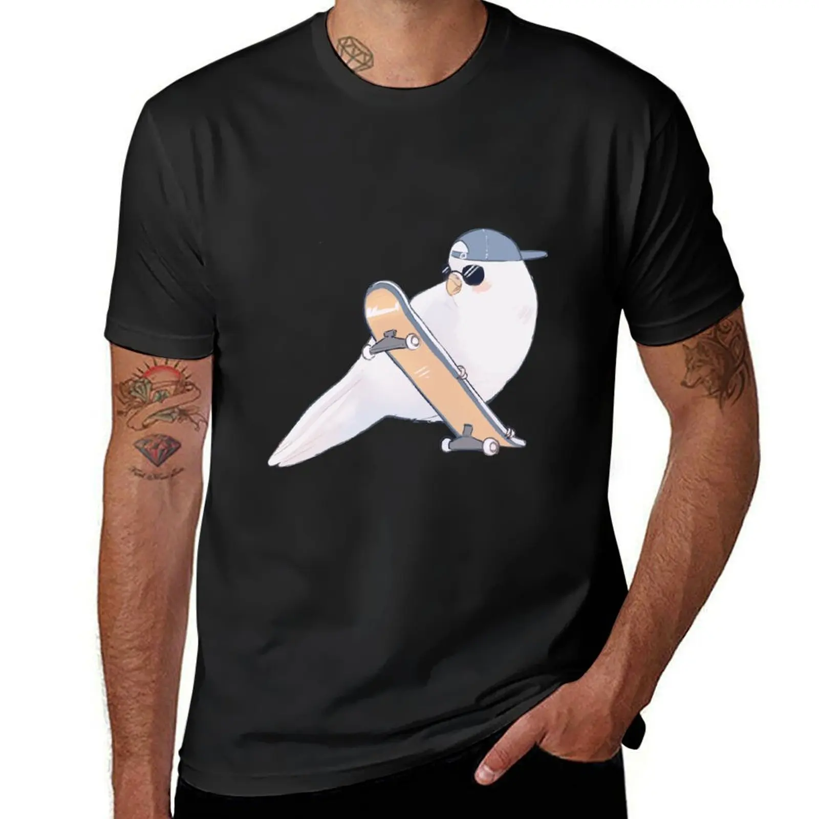 Bird on a skateboard T-Shirt plain summer tops for a boy mens graphic t-shirts pack