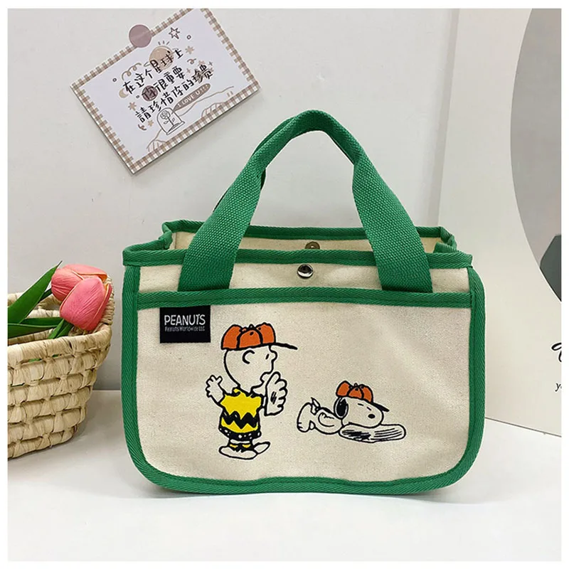 New Snoopy Lunchbox Bag Canvas Tote Cartoon Portable Fashion Large Capacity Tote Bento Bag Go To Work Lunch Bag