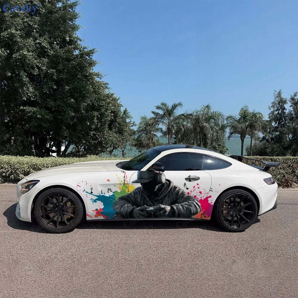 

Красочные наклейки на боковые части автомобиля с изображением маскированного человека, самоклеящиеся, из ПВХ, водонепроницаемые и устойчивые к царапинам, аксессуар для автомобиля, подарок