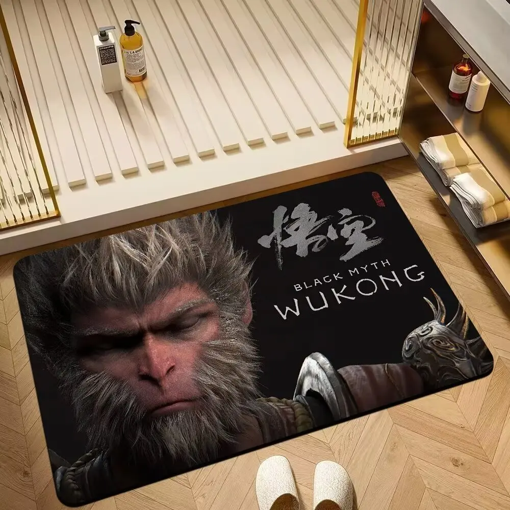 Hot Black Myth Wukong Floor Mat Bathroom Soft Diatom Mud Absorbent Mat Rectangular Bathroom Anti Slip And Stain Resistant Carpet