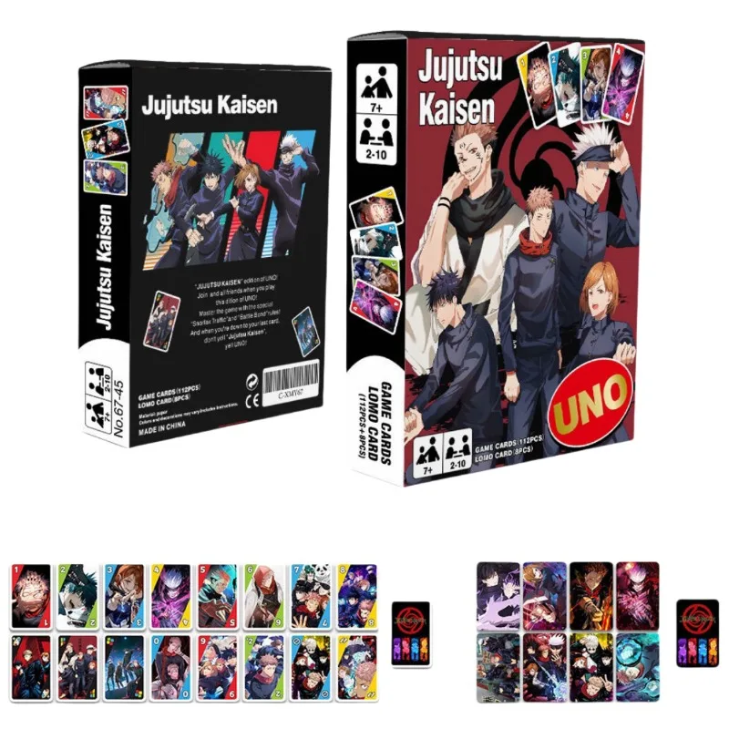 Mattel-Jeu de cartes coule double face Jujutsu Kaimmense Ryomen Sukuna UNO, cartes à jouer pour dortoir, jeu de cartes multijoueur, fête de famille