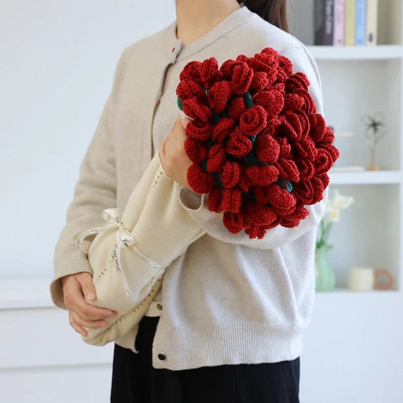 Round Rose Bundle Blanket Office Nap Yarn Ball Flower Carpet Hand Woven Blanket Foldable Into A Rose Bouquet Shape
