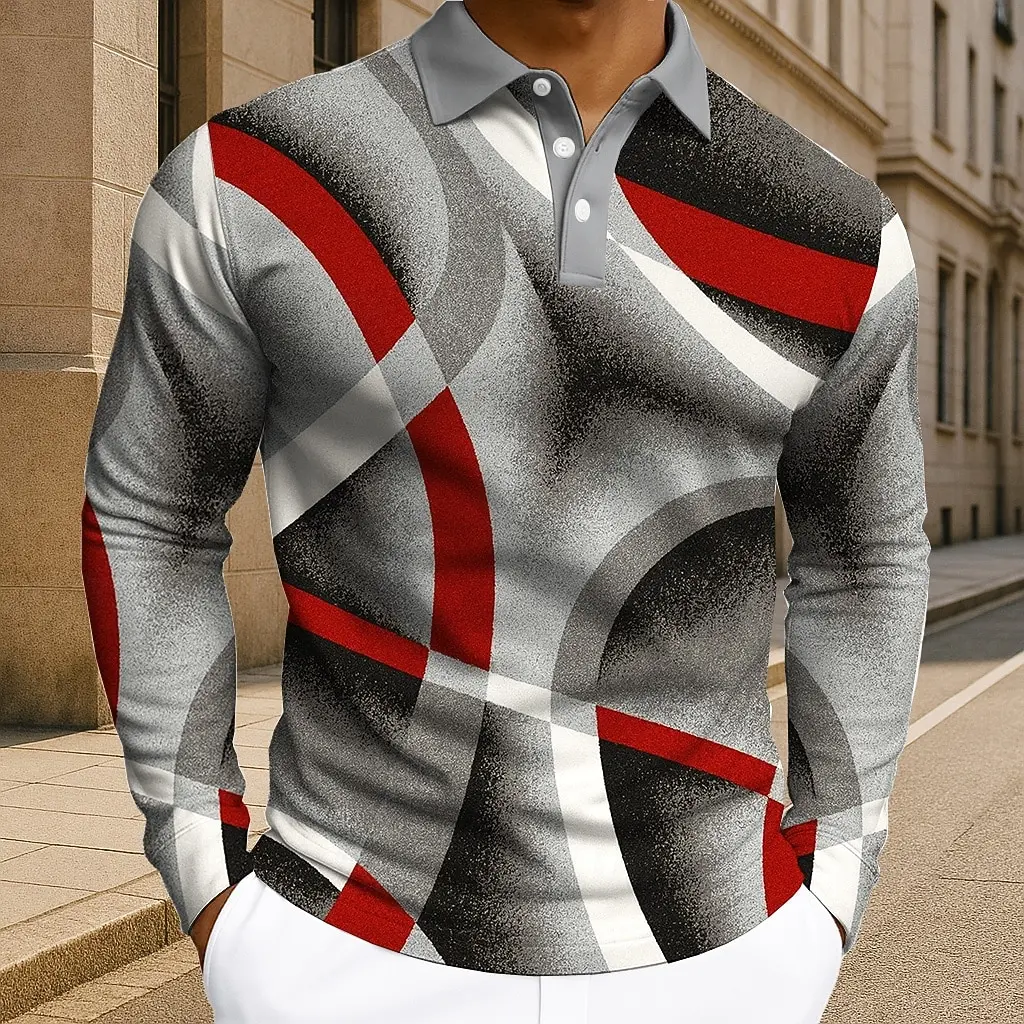 

Fashion Men's Polo Shirt Summer Casual Long Sleeve Buttons Tops New Street Sports Style Oversized Clothing Pullover Golf Wear
