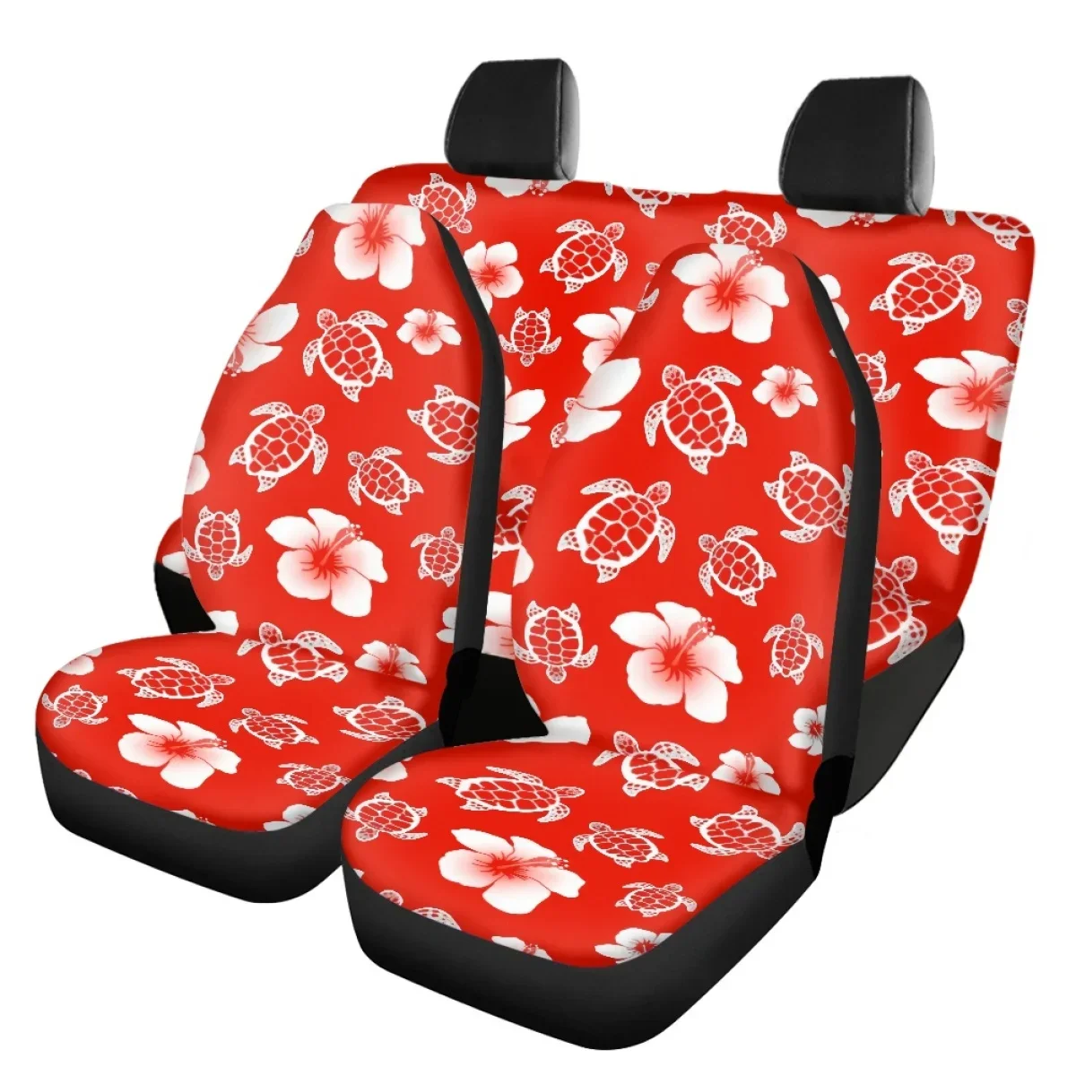 Front and Back Car Seat Cushion Seat Cover Turtle Hibiscus Full Set Vehicle Seat Protector Auto Intorior Decor Heavy-Duty