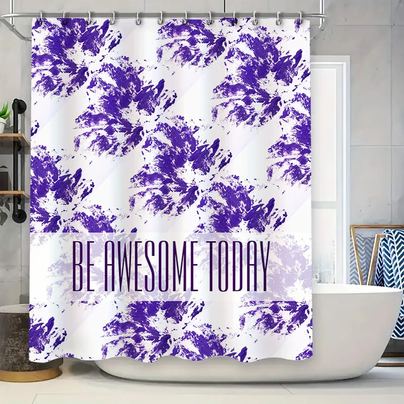 Be Awesome Today Shower Curtain Purple Splatter Design Waterproof Bathroom Decor Customizable Size Available
