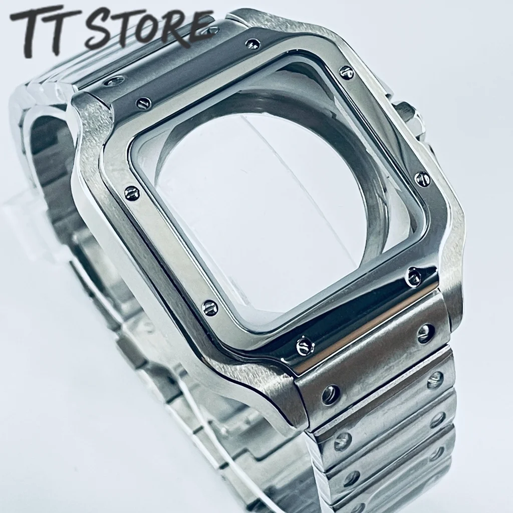 NH35 38mm Square Watch Case 316L Stainless Steel Watch Box Santos Modification Parts For NH34 NH35 4R35 NH36 NH38 NH70 Movements image 3