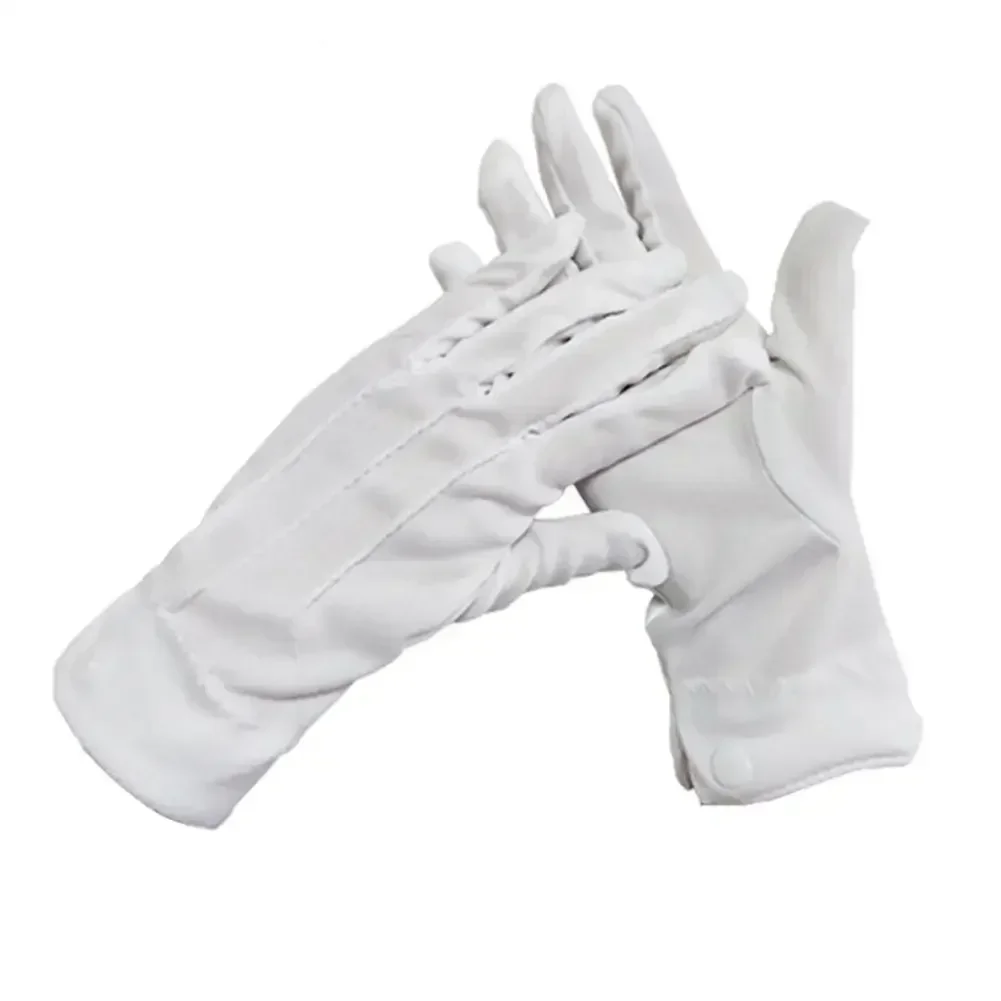 Nylon Formal Tuxedo Gloves - Guard Parade Gloves for Men and Women, White Cotton Marching Band Dress Gloves 1 Pair