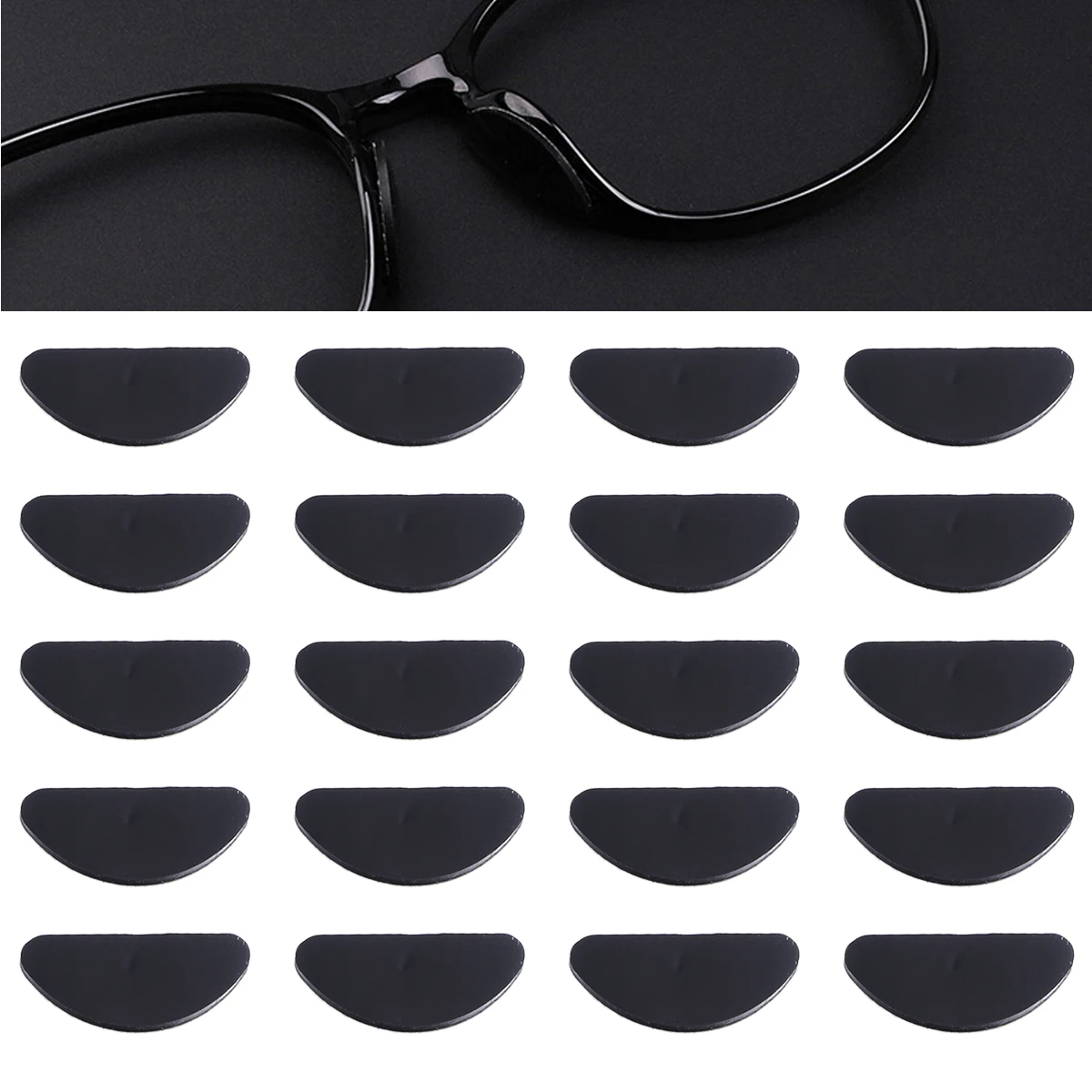 

25 Pairs Non-Slip Nose Pads Glasses Black Adjustable Eyeglasses for Cushions Tighten up