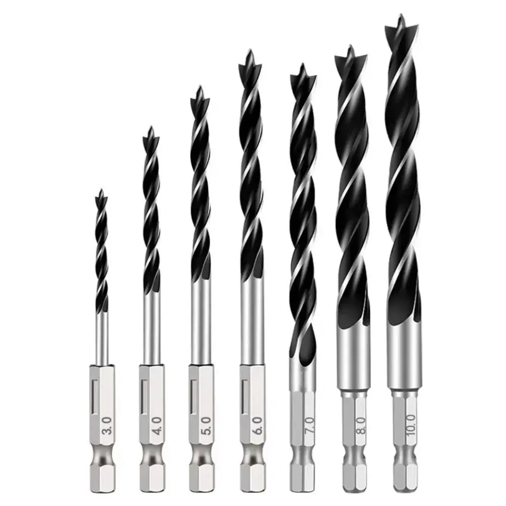 5PCS 4/5/6/8/10mm Three-pointed Woodworking Drill Power Tool 1/4