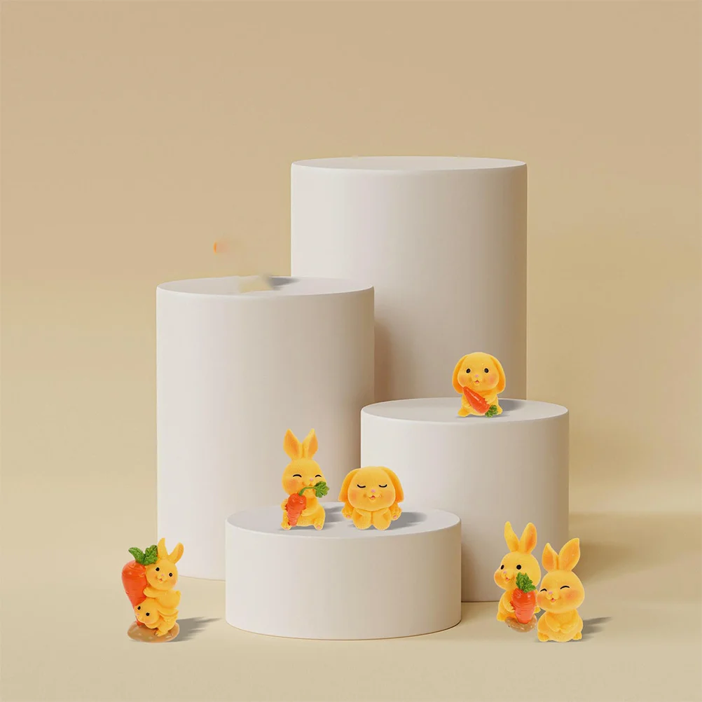 

12pcs Rabbit Decoration Resin Mini Figure Bunny Garden L scaping Supplies Yellow Color Durability Realistic