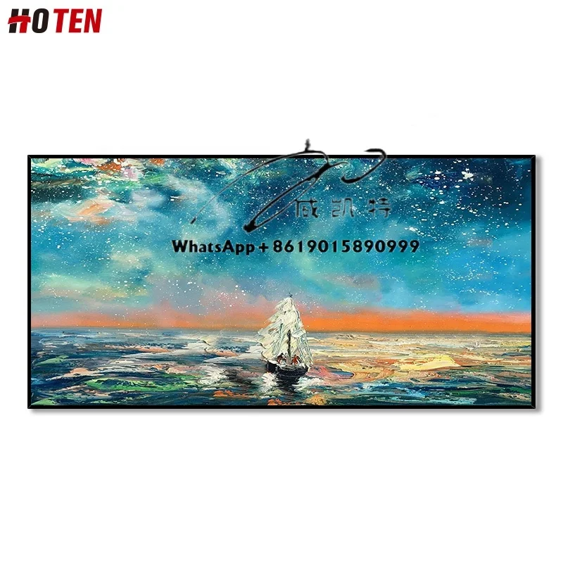 Large Abstract Sailing Mural Hand-Drawn Sea Star Decorative Painting on Canvas Supports Seascapes