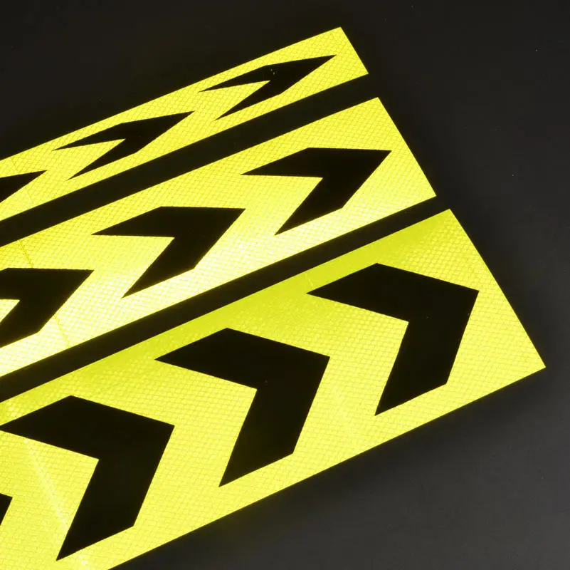 

5cm*90cm Fluorescent Yellow-Black Arrow Reflective Adhesive Tape Safety Warning Waterproof Stickers High Light Reflectors Strip
