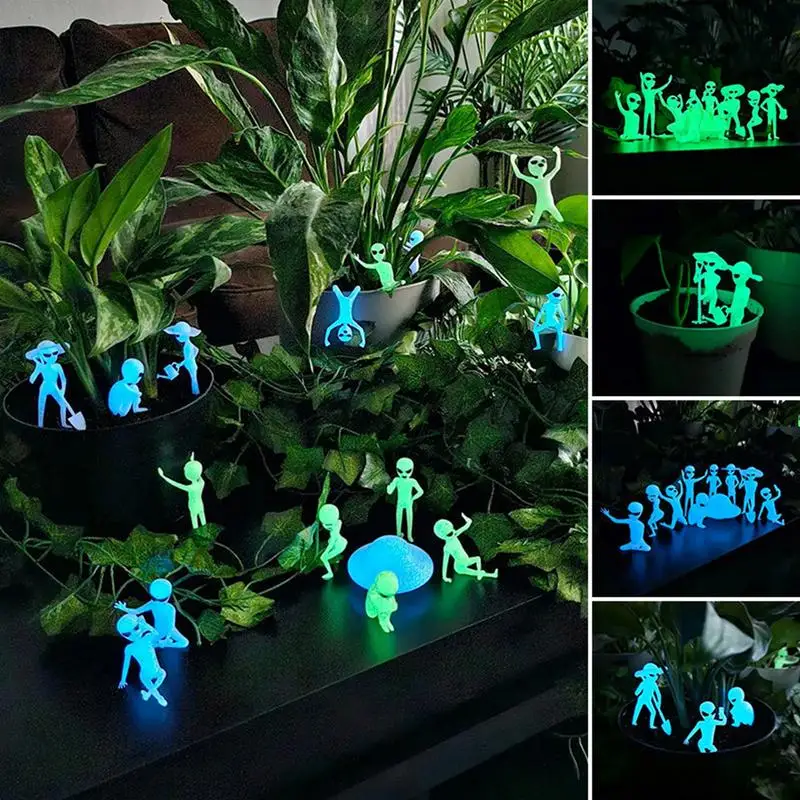 Alien Figure Glowing In The Dark Alien Figurine Tree Elves Garden Alien Decor Miniature Basket Stuffers Fairy Garden Accessories