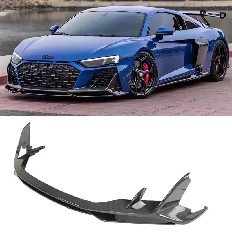 Dry Carbon  Front Bumper Lip Body Kit Splitters Aprons Cup Flaps Cover For Audi R8 V10 GT Performance Coupe 2021-2023 Body Kit