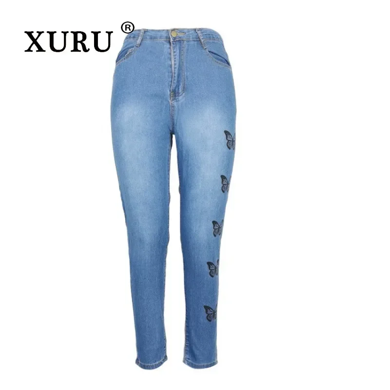 XURU-nuovi Jeans stampati a farfalla dall'europa e dall'america per le donne, Jeans Skinny Sexy ed elastici K7-YH10659