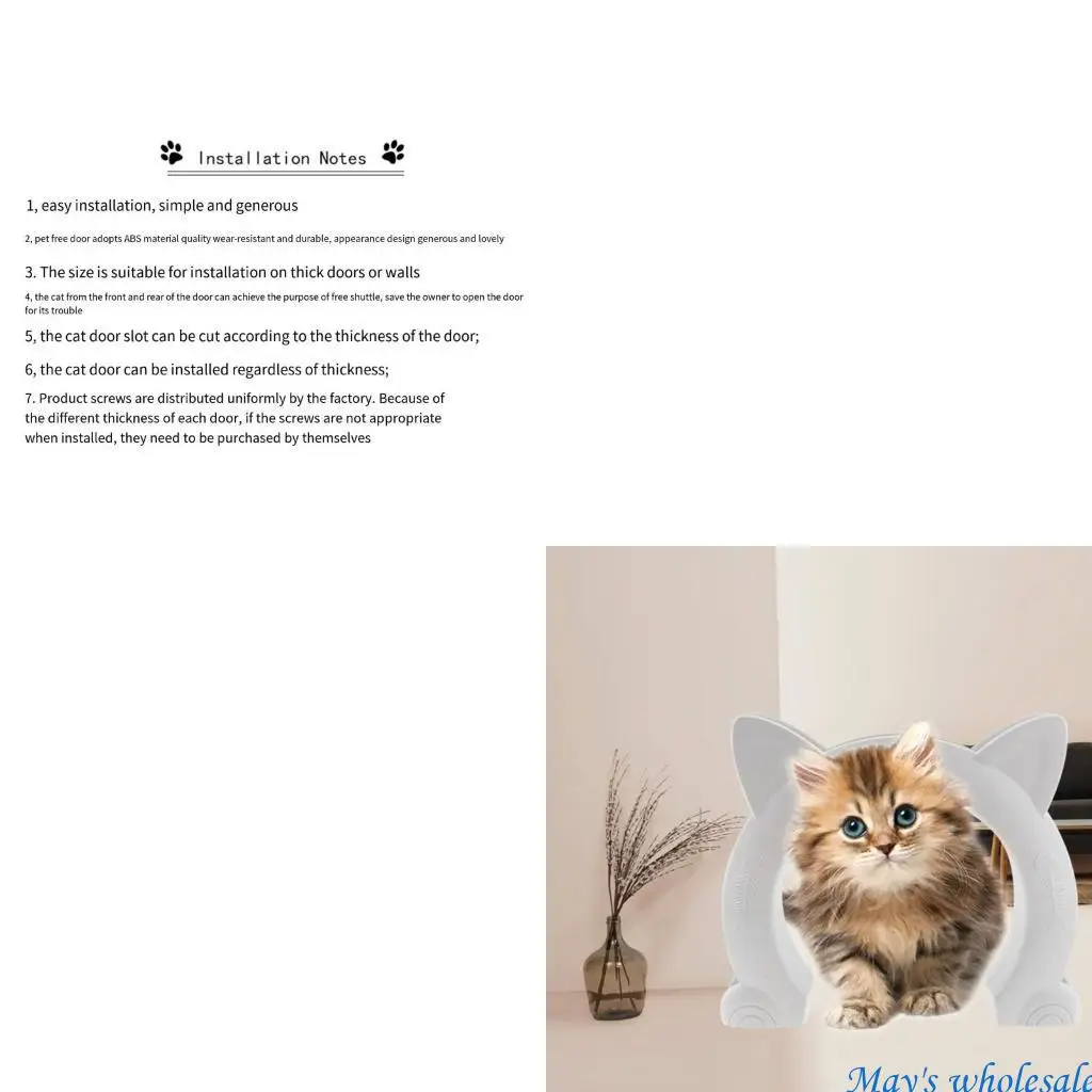

3-цветная дверца для домашних животных с мультяшной формой кошки, дверца для собак, кошек, котят 448A