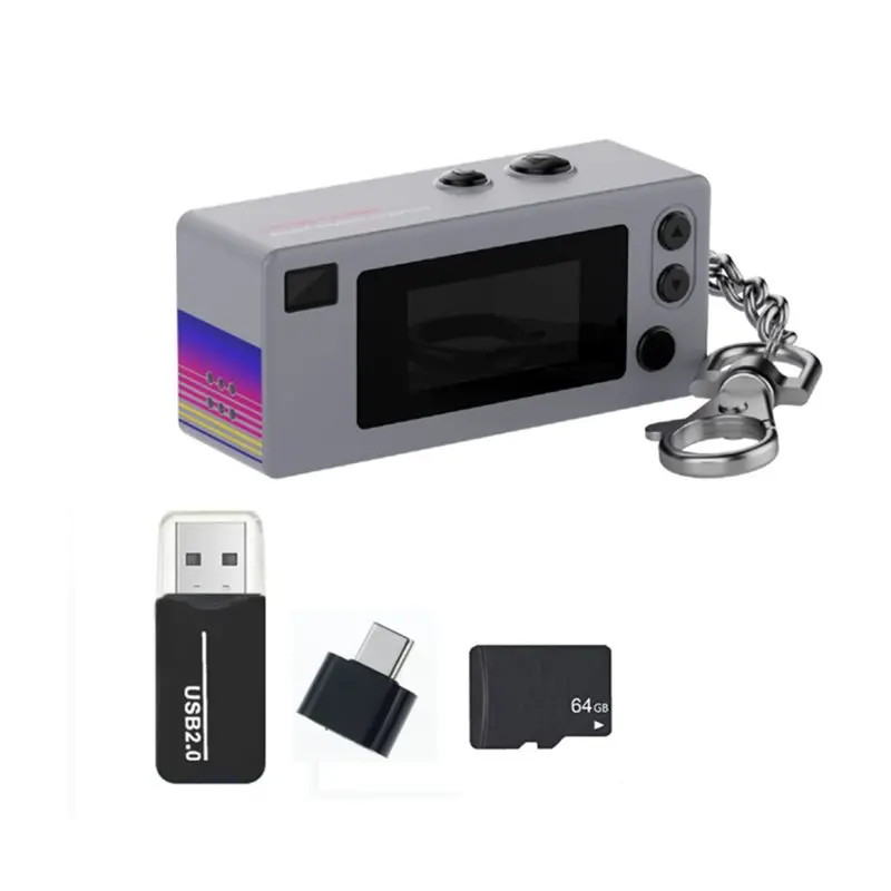 MACH-Mini Keychain Thumb Camera 1080P HD تسجيل الفيديو مع بطاقة 64G 130 درجة زاوية واسعة عدسة شاشة الكريستال السائل الشاشة