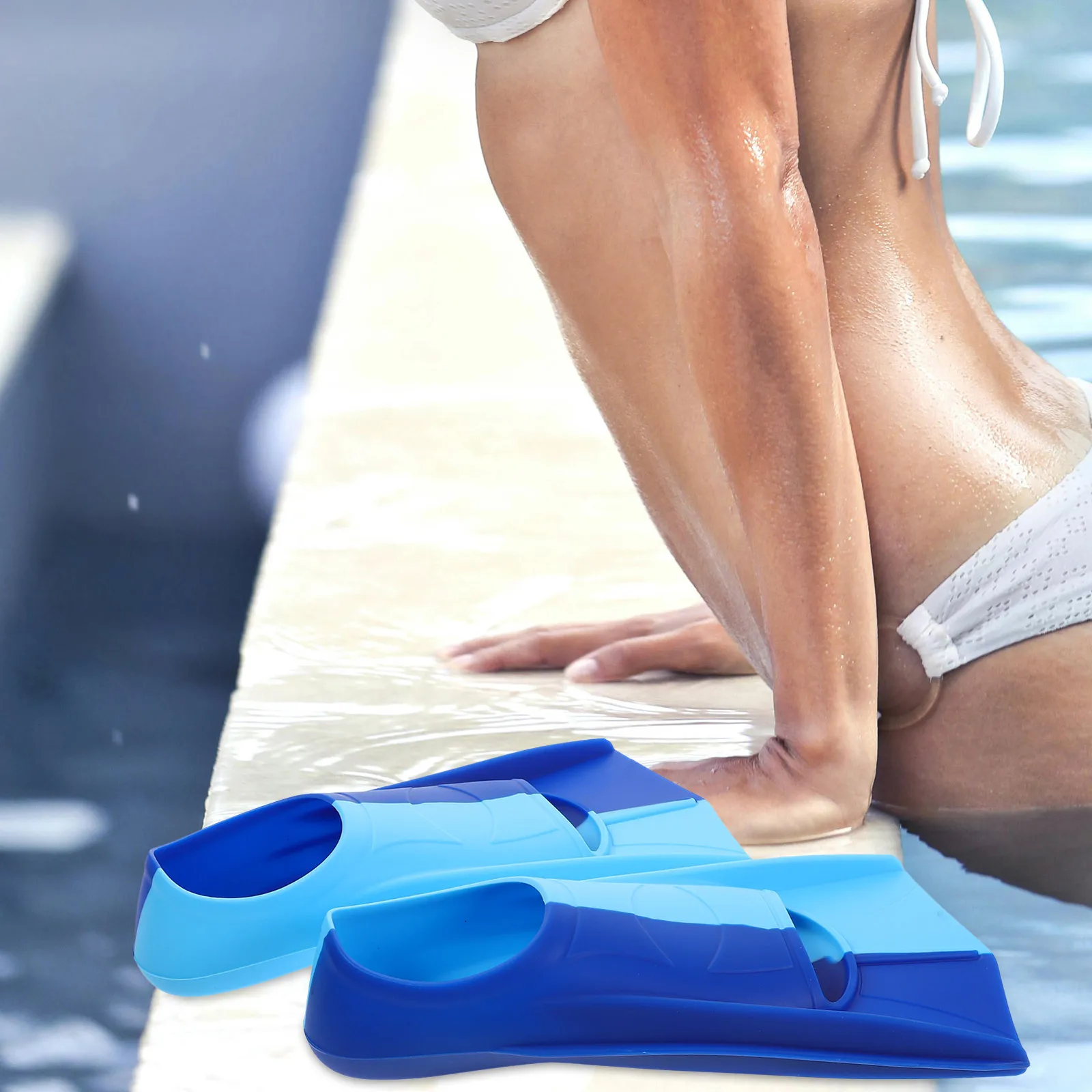 

1Pair Silicone Short Youth Training Flippers for Lap Swimming Snorkeling Diving Water Sports Swim Shoes