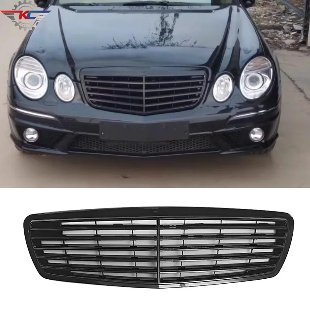 

For Mercedes E Class W211 E200 E230 E280 E350 2003-2005 Glossy Black Car Front Grille GT Mesh Grills ABS