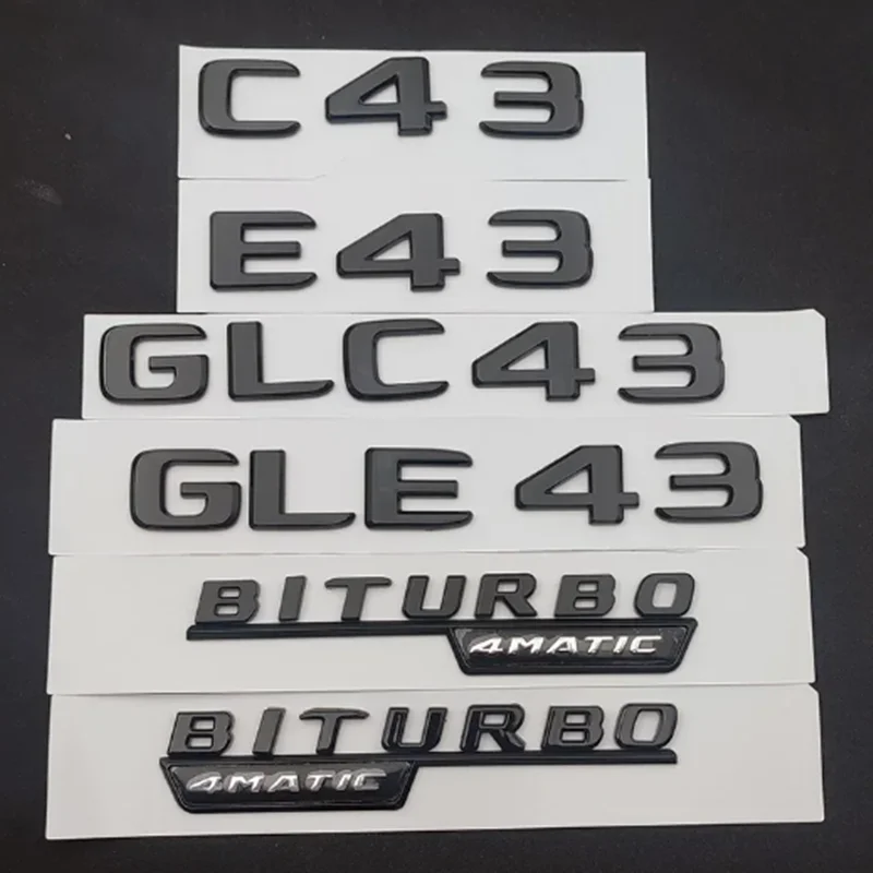 3D ABS Car Trunk Badge BITURBO 4MATIC Emblem Logo For Mercedes C43  W205 W204 E43 W213 W212 GLE43 X253 GLC43 W167 Accessories