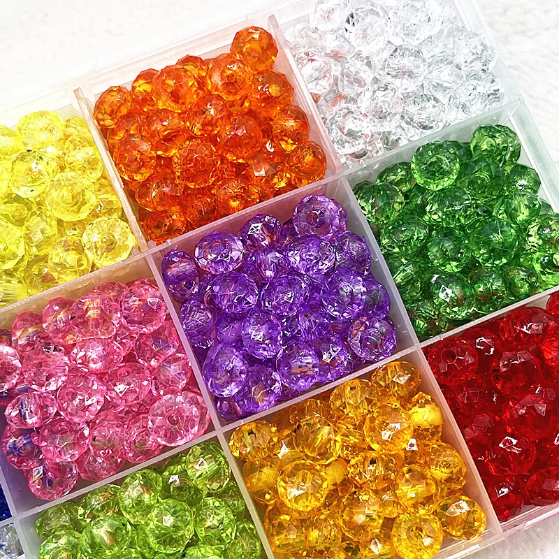 New 6/8/10mm Transparent Faceted Flat Acrylic Beads Loose Spacer Beads for Jewellery Making DIY Handmade Bracelet Accessories