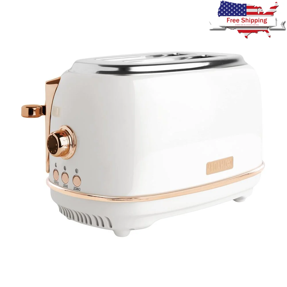 

Stainless Steel 2 Slice Toaster Wide Slot with Adjustable Browning Control Self-Centering Bagel Defrost Non-Slip Feet Removable