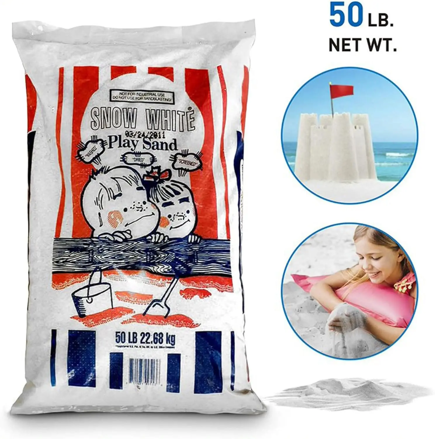 US Silica 50 Pound Bag Snow White Play Sand for Sandboxes and Sand Tables at Parks, Homes, and Daycare Centers, Natural, White 2