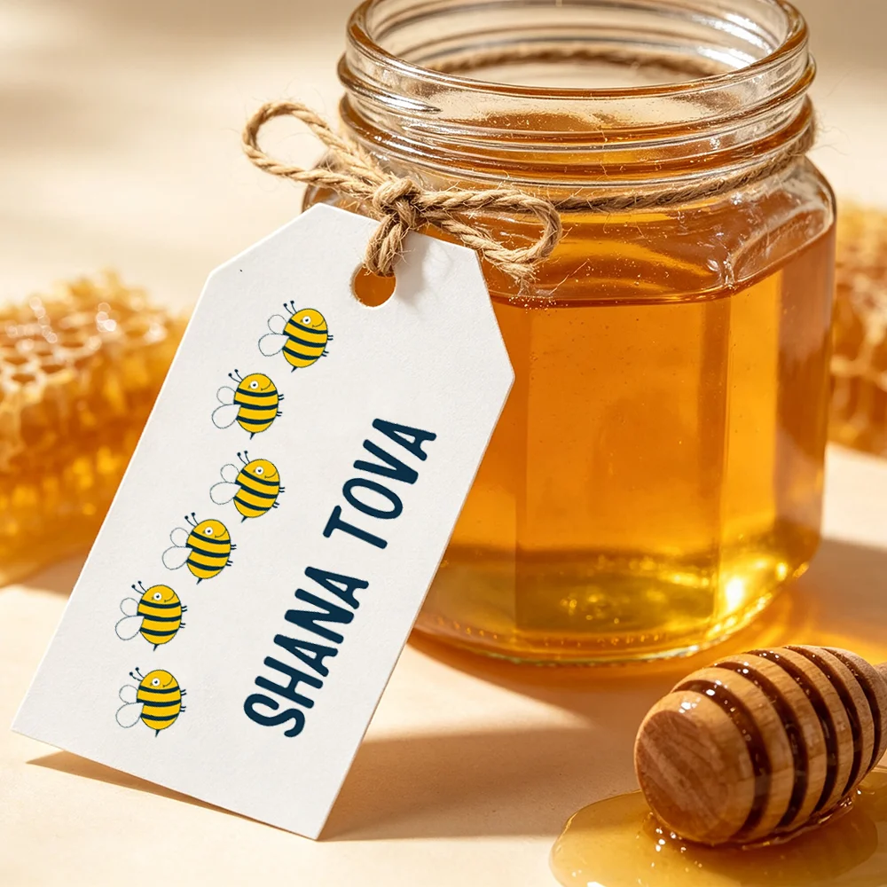 10Pcs Rosh Hashanah Gift Tags Bees Shana Tova Decoration Honey Jar Labels Jewish New Year Party Favor Accessories Shabbat Shalom
