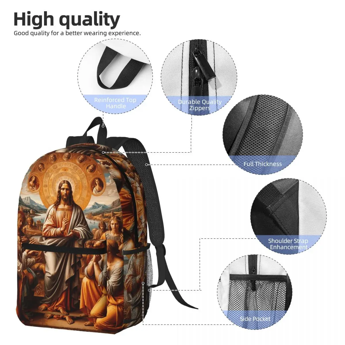 WORSHIPING JESUS Backpack Boys Girls BookBag Children School Bag Computer Shoulder Bags for Men Women