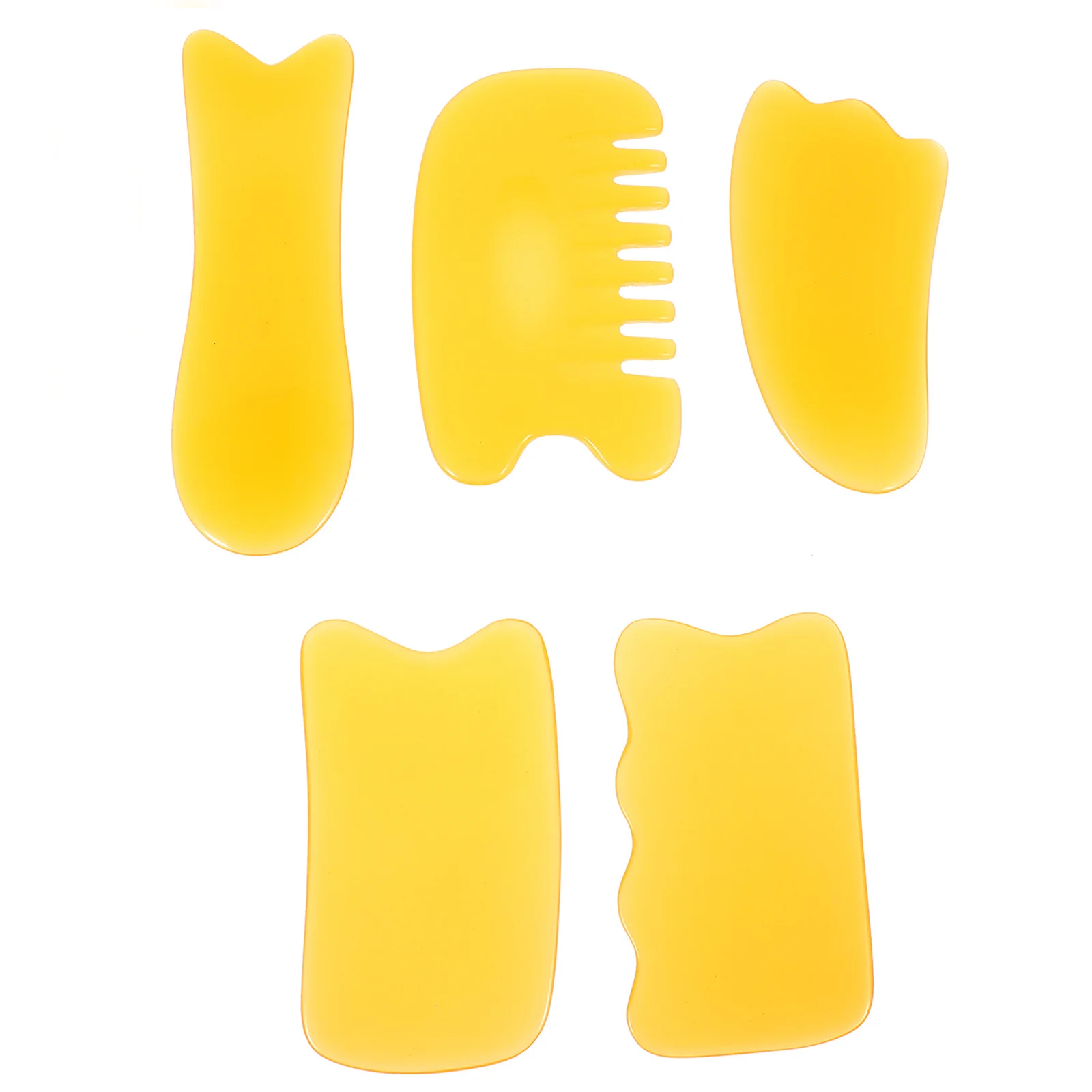 

5 шт. портативные доски для скребков тела Gua Sha, инструменты для массажа из смолы, массажер для лица, доска для шеи, запястья, ног, активация крови