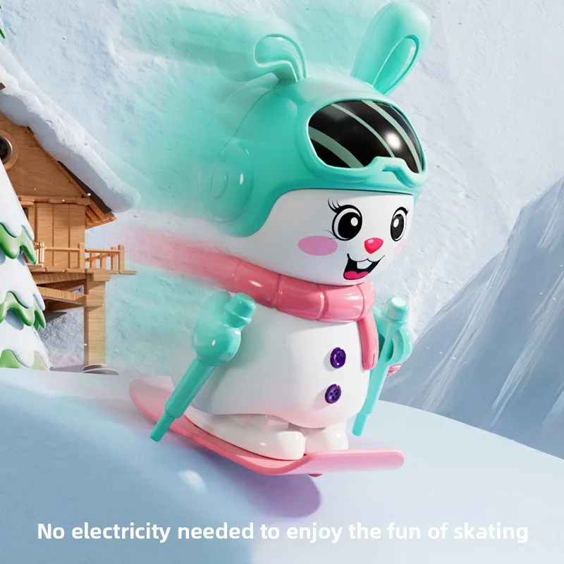 Brinquedos de relógio infantil de coelho de esqui, brinquedos de relógio mecânico de animal pequeno enrolado para bebês infantis