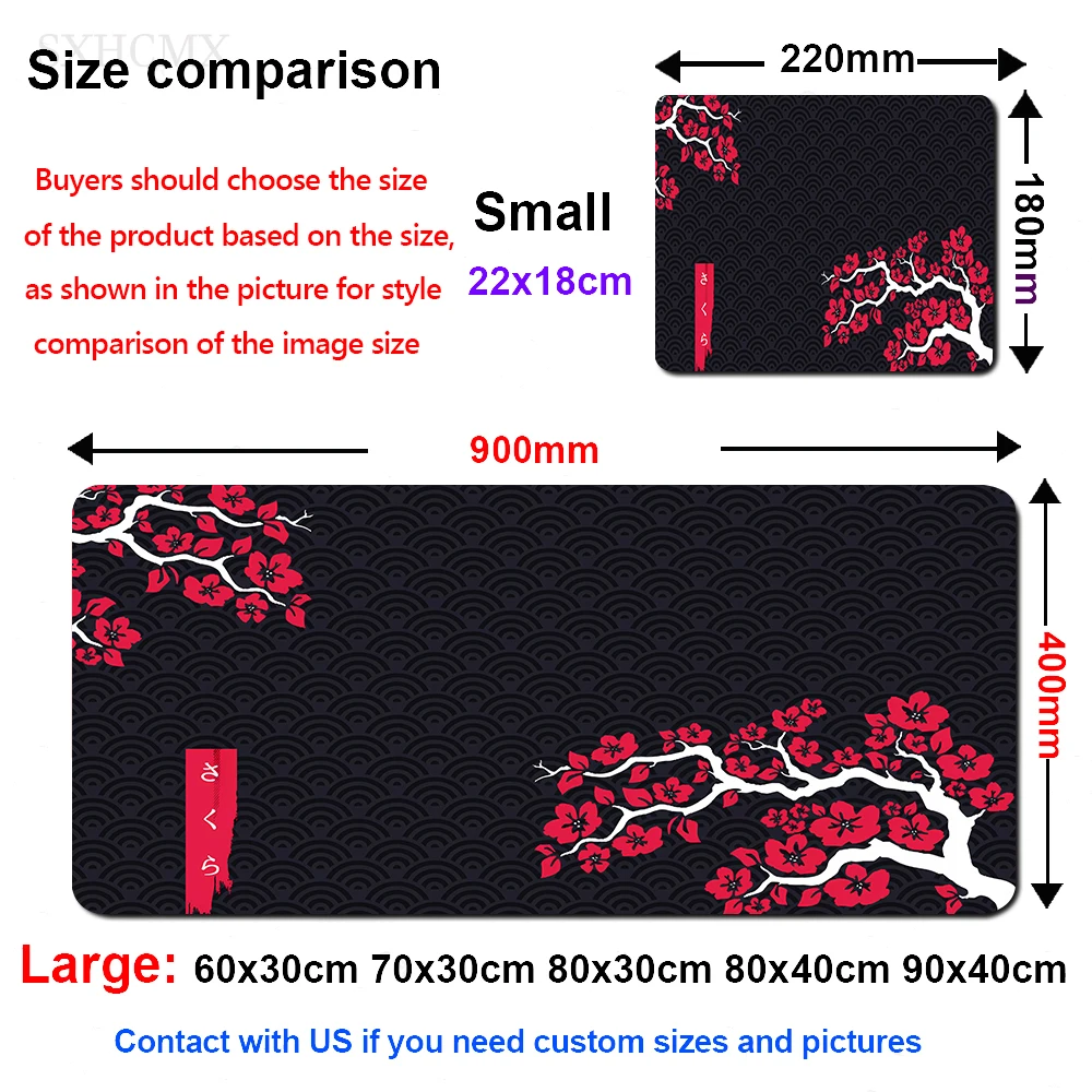 Mouse Pad Cherry Blossom Custom Computer New Table Pad Office Laptop Natural Rubber Soft Mouse Pad Japanese Pagoda And Cherry Bl