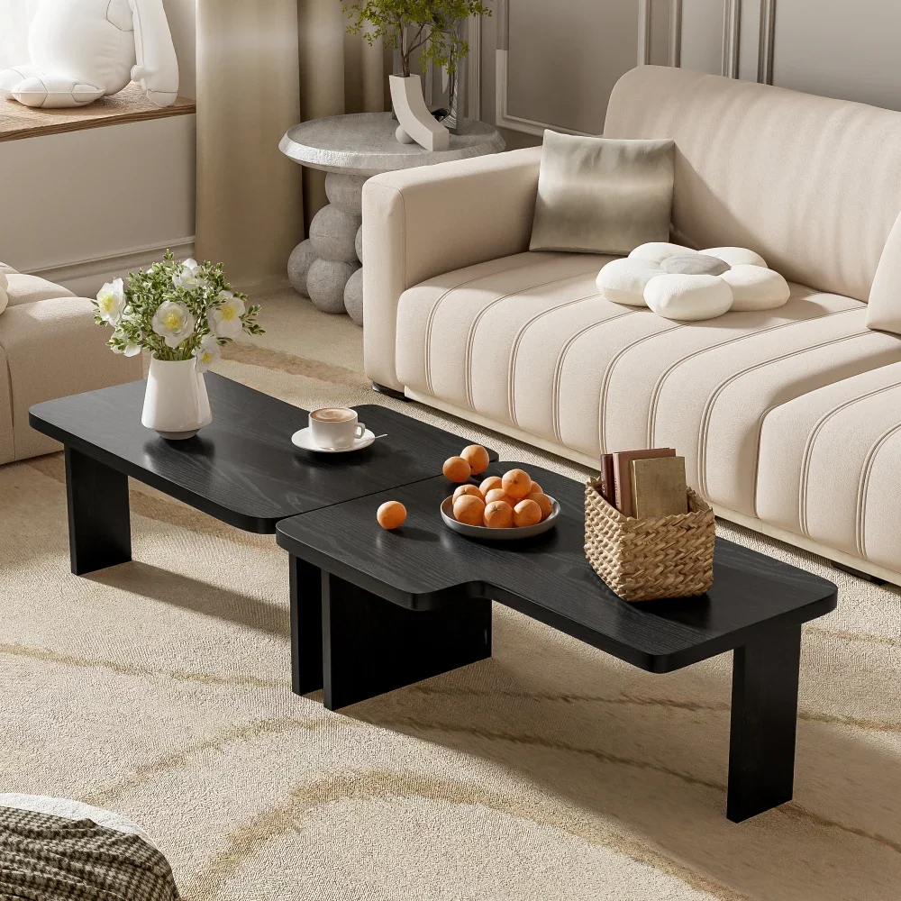 Minimalist Coffee Table Set, Rectangle Coffee Table with Splicing Design, Multifunctional Combination Table,Living Room, Table